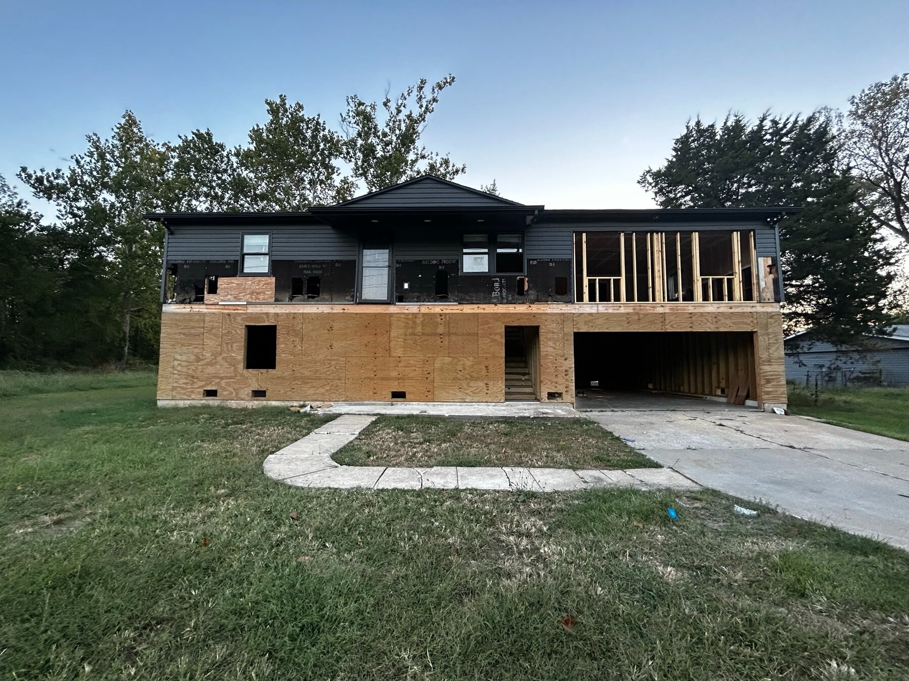 Belleau Creek exterior during flood recovery construction